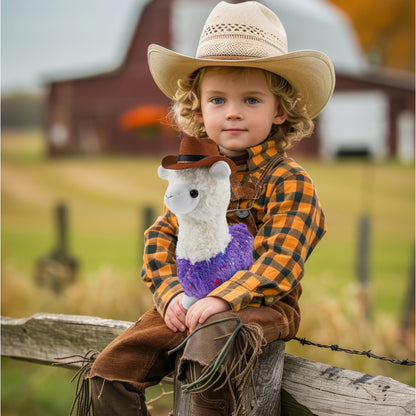 PLUSH - SPARKLE PURPLE LLAMA COWBOY DRESS UP