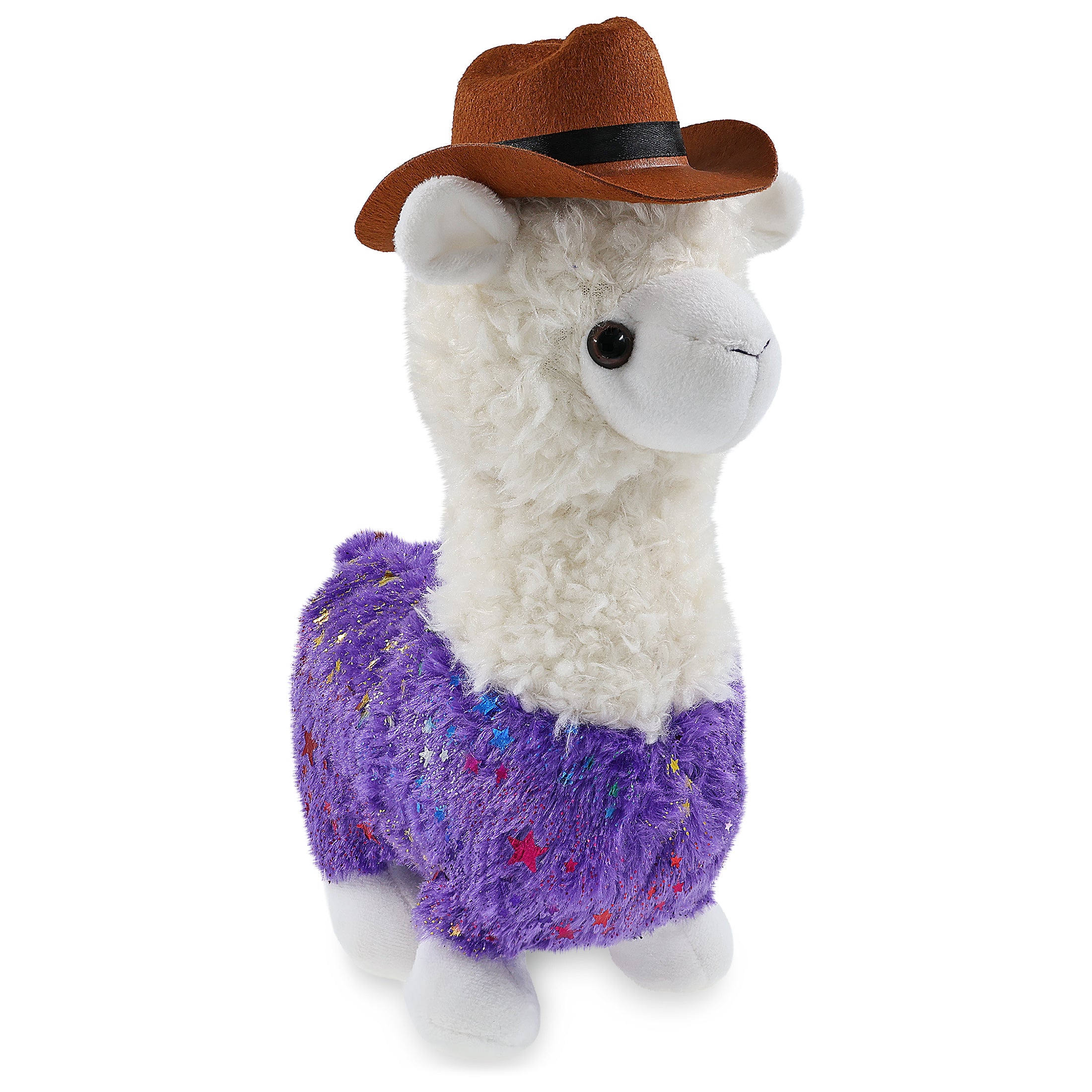 PLUSH - SPARKLE PURPLE LLAMA COWBOY DRESS UP
