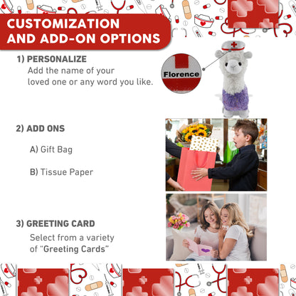 PLUSH - SPARKLE PURPLE LLAMA NURSE