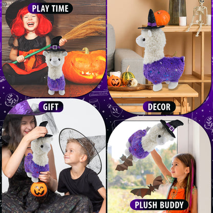 PLUSH - SPARKLE PURPLE LLAMA WITCH DRESS UP