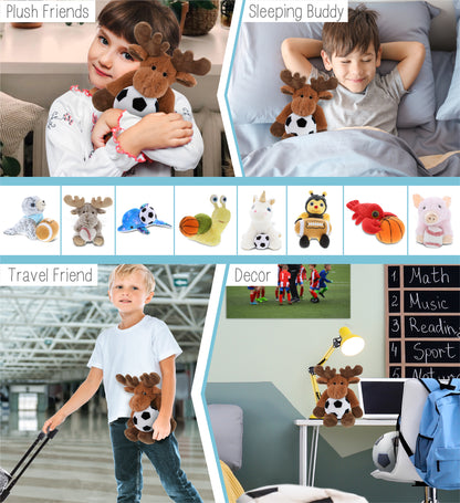 SUPER-SOFT PLUSH - LONG LEG MOOSE 10.5" WITH SOCCER PLUSH