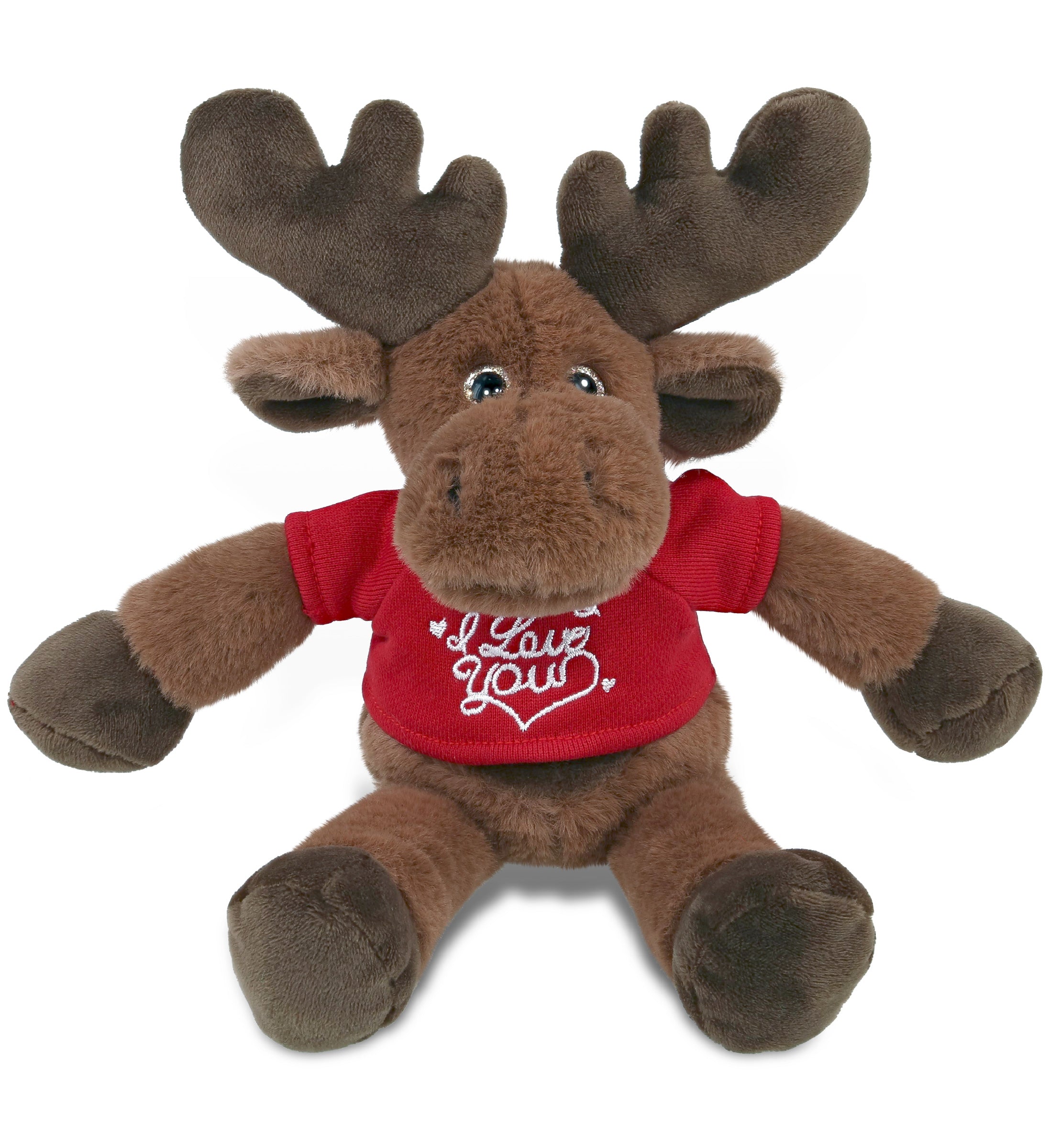 PLUSH I LOVE YOU RED SHIRT- SUPER-SOFT PLUSH - LONG LEG MOOSE 10.5"