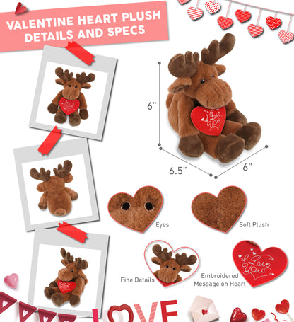 PLUSH I LOVE YOU RED HEART - SUPER-SOFT PLUSH - LONG LEG MOOSE 10.5"