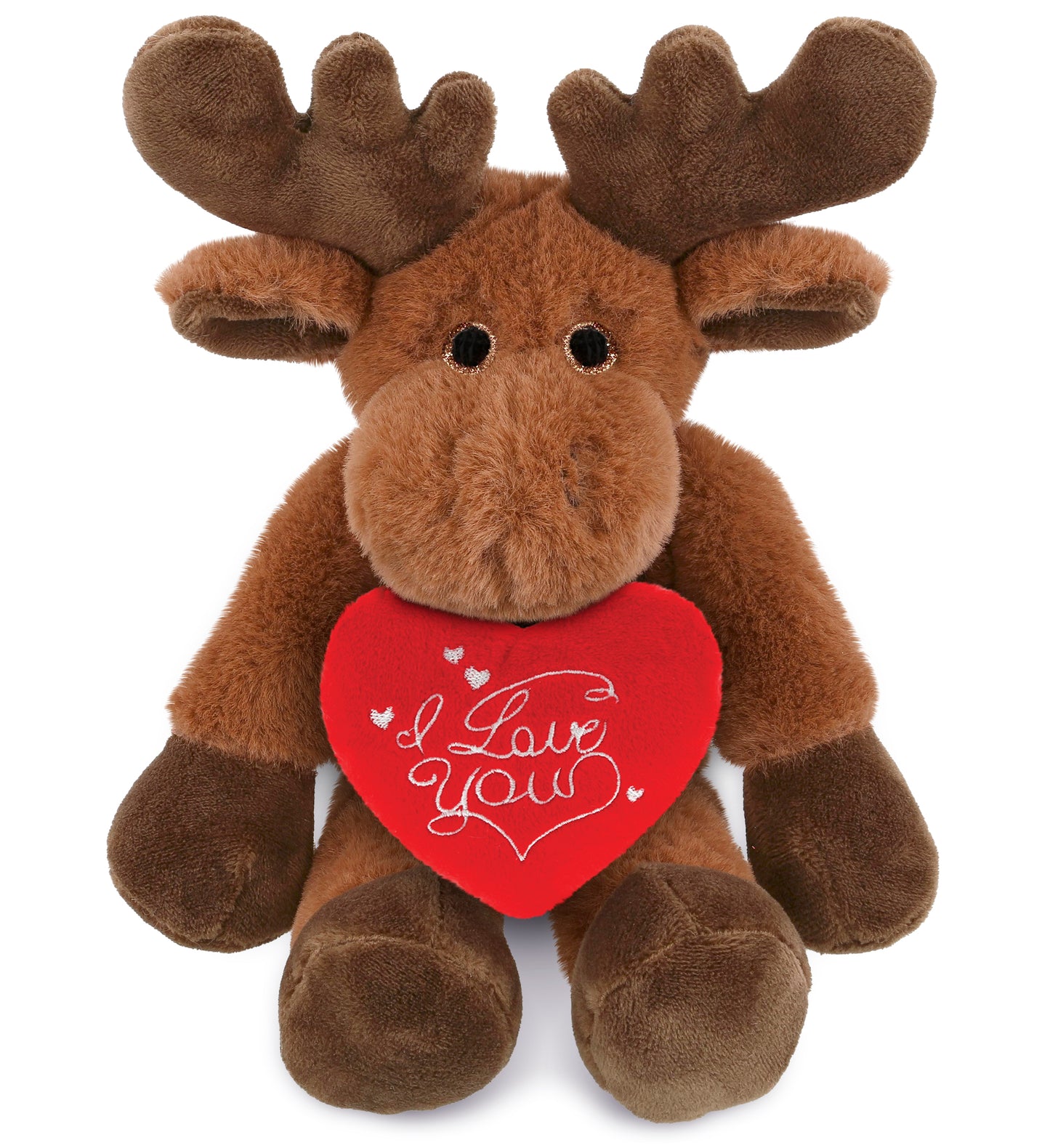 PLUSH I LOVE YOU RED HEART - SUPER-SOFT PLUSH - LONG LEG MOOSE 10.5"