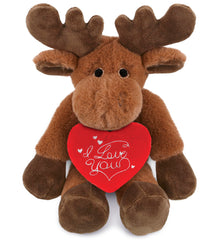 PLUSH I LOVE YOU RED HEART - SUPER-SOFT PLUSH - LONG LEG MOOSE 10.5"