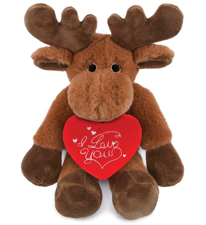 PLUSH I LOVE YOU RED HEART - SUPER-SOFT PLUSH - LONG LEG MOOSE 10.5"