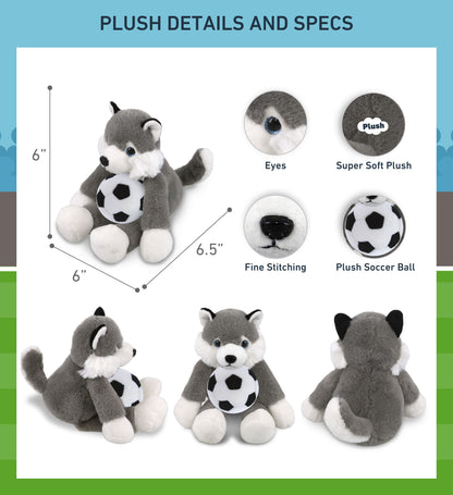 SUPER-SOFT PLUSH - LONG LEG HUSKY 10.5" WITH SOCCER PLUSH
