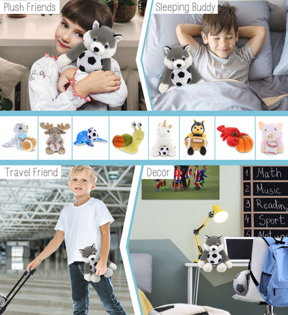 SUPER-SOFT PLUSH - LONG LEG HUSKY 10.5" WITH SOCCER PLUSH