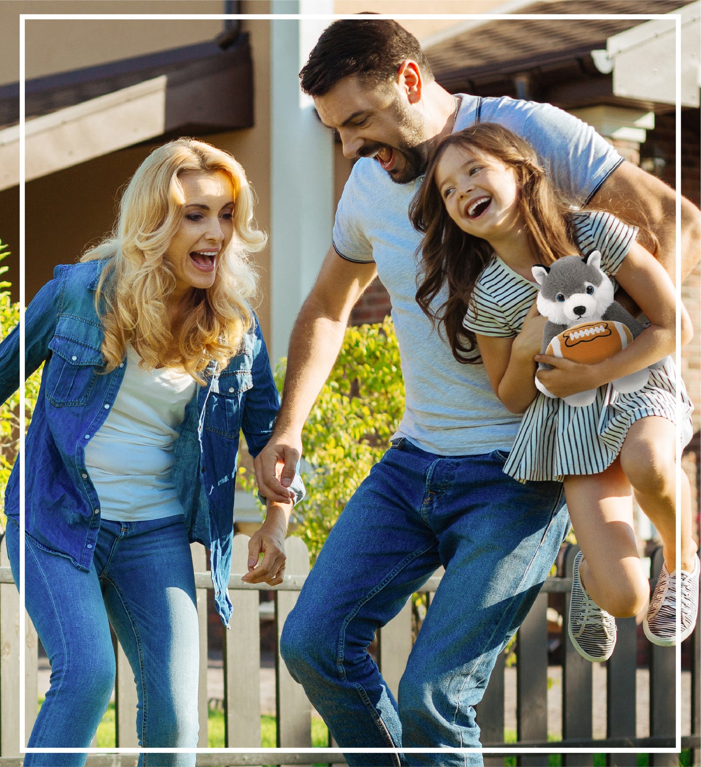 SUPER-SOFT PLUSH - LONG LEG HUSKY 10.5" WITH FOOTBALL PLUSH