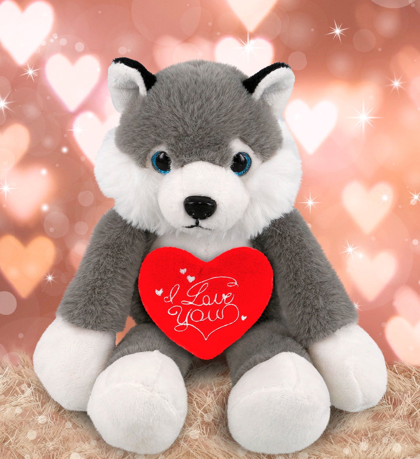 PLUSH I LOVE YOU RED HEART - SUPER-SOFT PLUSH - LONG LEG HUSKY 10.5"