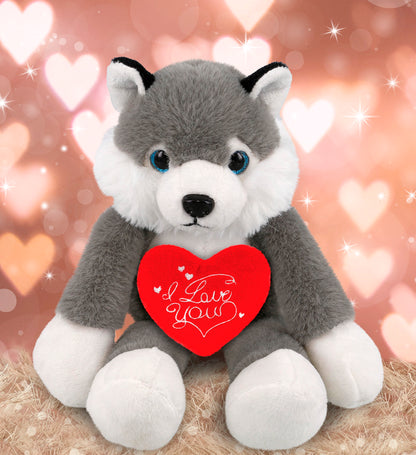 PLUSH I LOVE YOU RED HEART - SUPER-SOFT PLUSH - LONG LEG HUSKY 10.5"