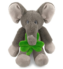 DolliBu Long Leg Elephant Stuffed Animal with Green Plush Shamrock - 10.5 Inch