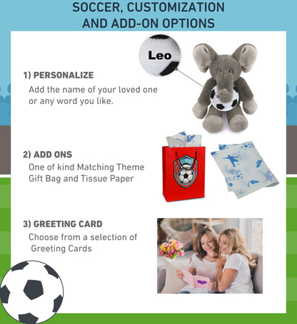 SUPER-SOFT PLUSH - LONG LEG ELEPHANT 10.5" WITH SOCCER PLUSH