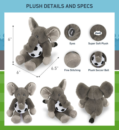 SUPER-SOFT PLUSH - LONG LEG ELEPHANT 10.5" WITH SOCCER PLUSH