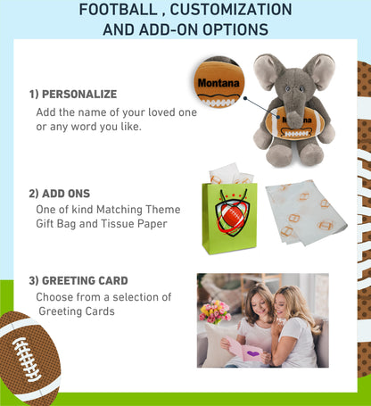 SUPER-SOFT PLUSH - LONG LEG ELEPHANT 10.5" WITH FOOTBALL PLUSH