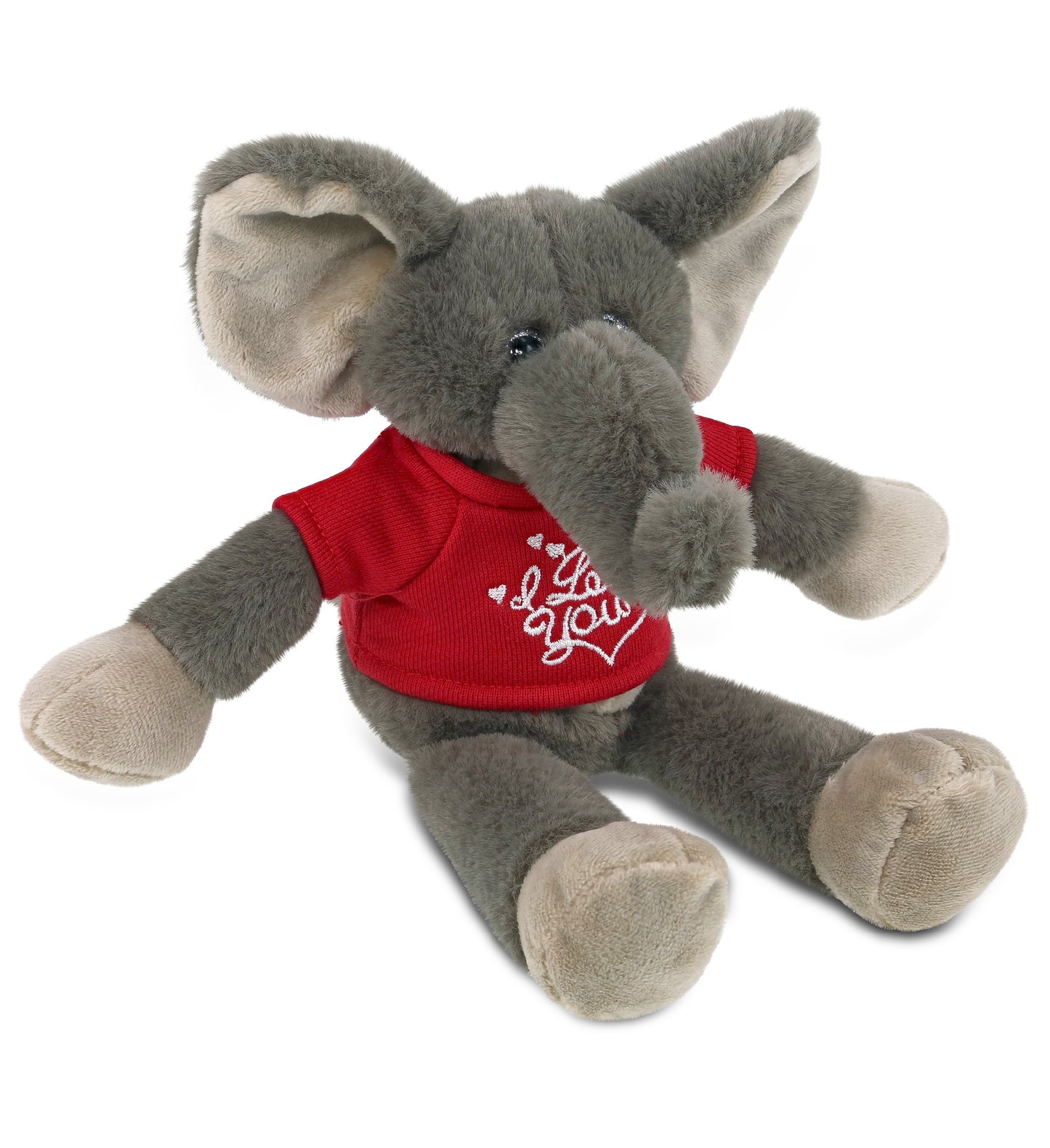 PLUSH I LOVE YOU RED SHIRT- SUPER-SOFT PLUSH - LONG LEG ELEPHANT 10.5"