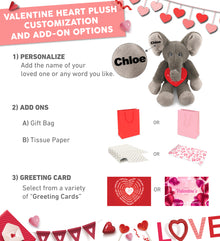 PLUSH I LOVE YOU RED HEART - SUPER-SOFT PLUSH - LONG LEG ELEPHANT 10.5"