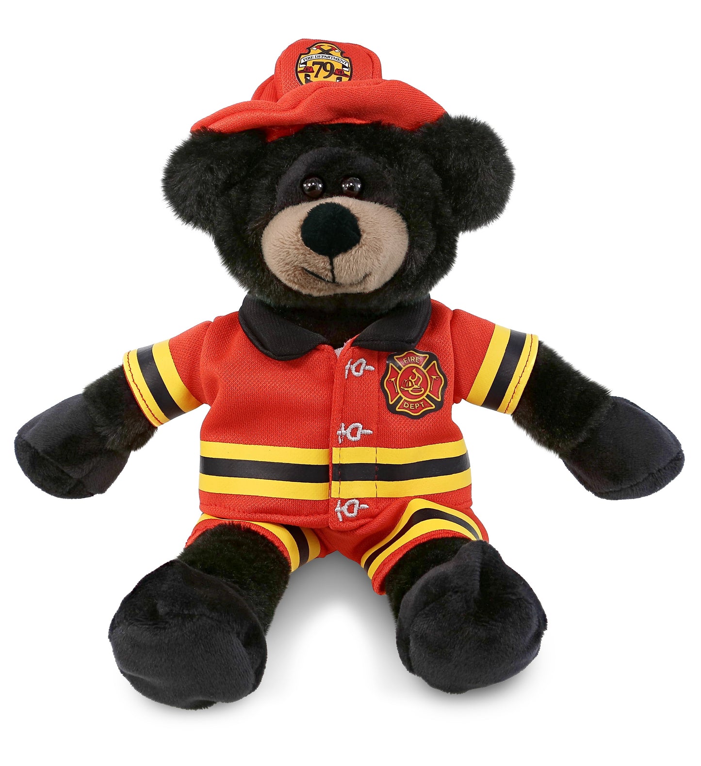 PLUSH FIREMAN - SUPER-SOFT PLUSH - LONG LEG BLACK BEAR 10.5"