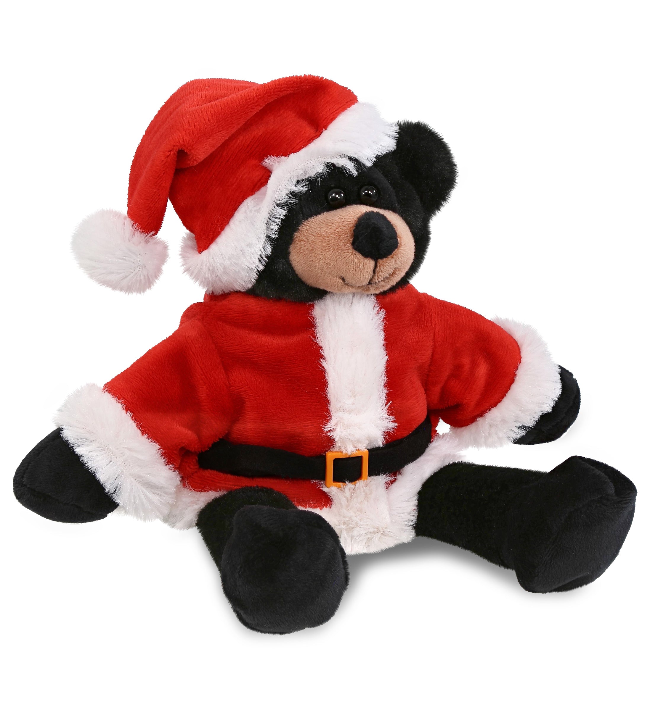 PLUSH SANTA - SUPER-SOFT PLUSH - LONG LEG BLACK BEAR 10.5"