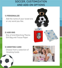 SUPER-SOFT PLUSH - LONG LEG BLACK BEAR 10.5" WITH SOCCER PLUSH