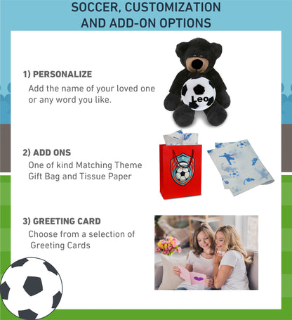SUPER-SOFT PLUSH - LONG LEG BLACK BEAR 10.5" WITH SOCCER PLUSH
