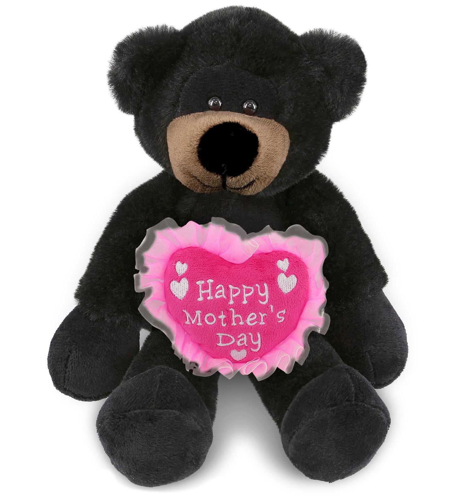 PLUSH MOTHERS DAY HEART - SUPER-SOFT PLUSH - LONG LEG BLACK BEAR 10.5"