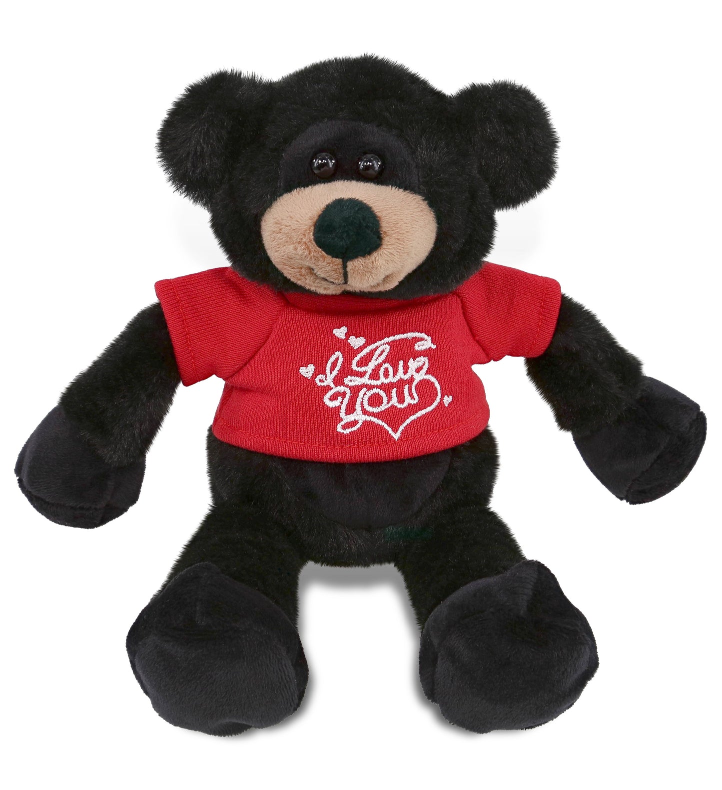 PLUSH I LOVE YOU RED SHIRT- SUPER-SOFT PLUSH - LONG LEG BLACK BEAR 10.5"