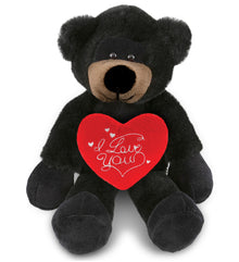 PLUSH I LOVE YOU RED HEART - SUPER-SOFT PLUSH - LONG LEG BLACK BEAR 10.5"