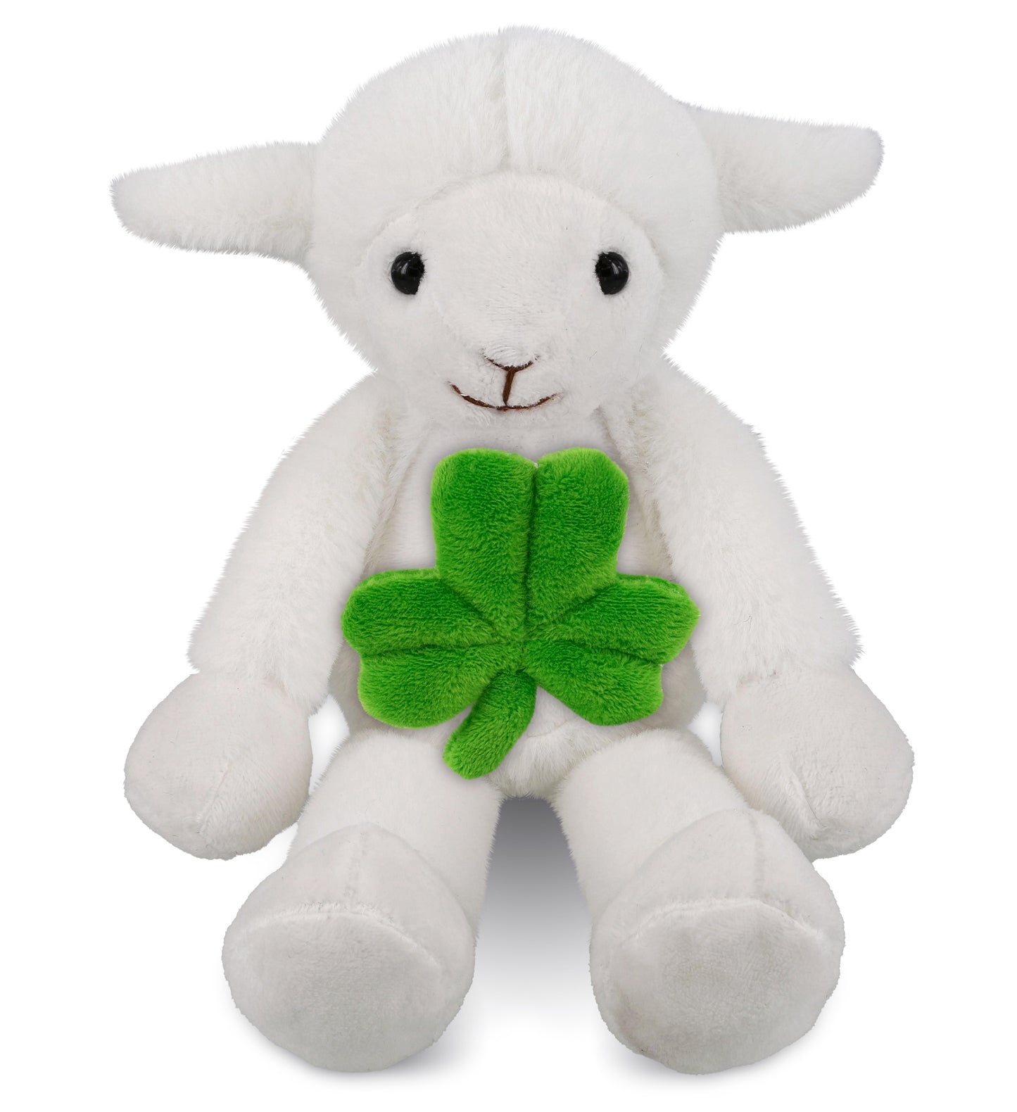 DolliBu Long Leg Lamb Stuffed Animal with Green Plush Shamrock - 10.5 Inches