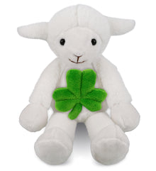 DolliBu Long Leg Lamb Stuffed Animal with Green Plush Shamrock - 10.5 Inches