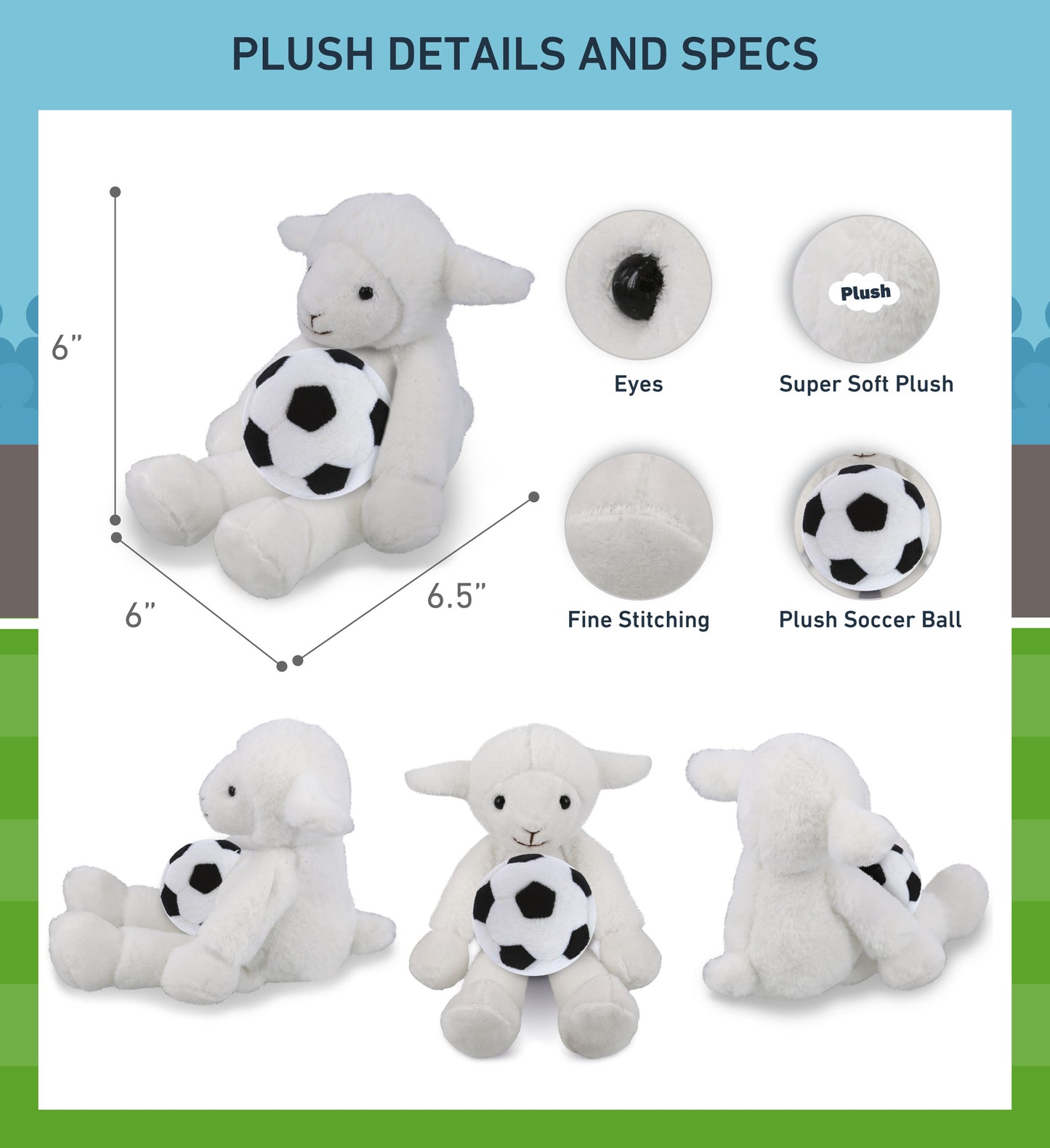 SUPER-SOFT PLUSH - LONG LEG LAMB 10.5" WITH SOCCER PLUSH