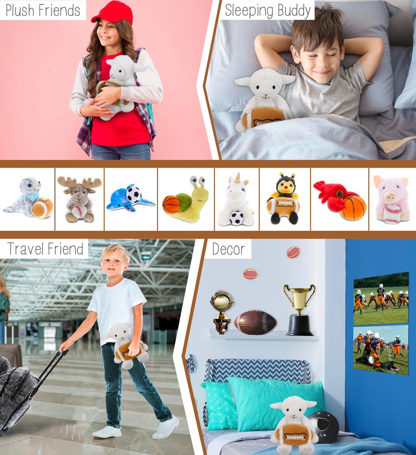 SUPER-SOFT PLUSH - LONG LEG LAMB 10.5" WITH FOOTBALL PLUSH