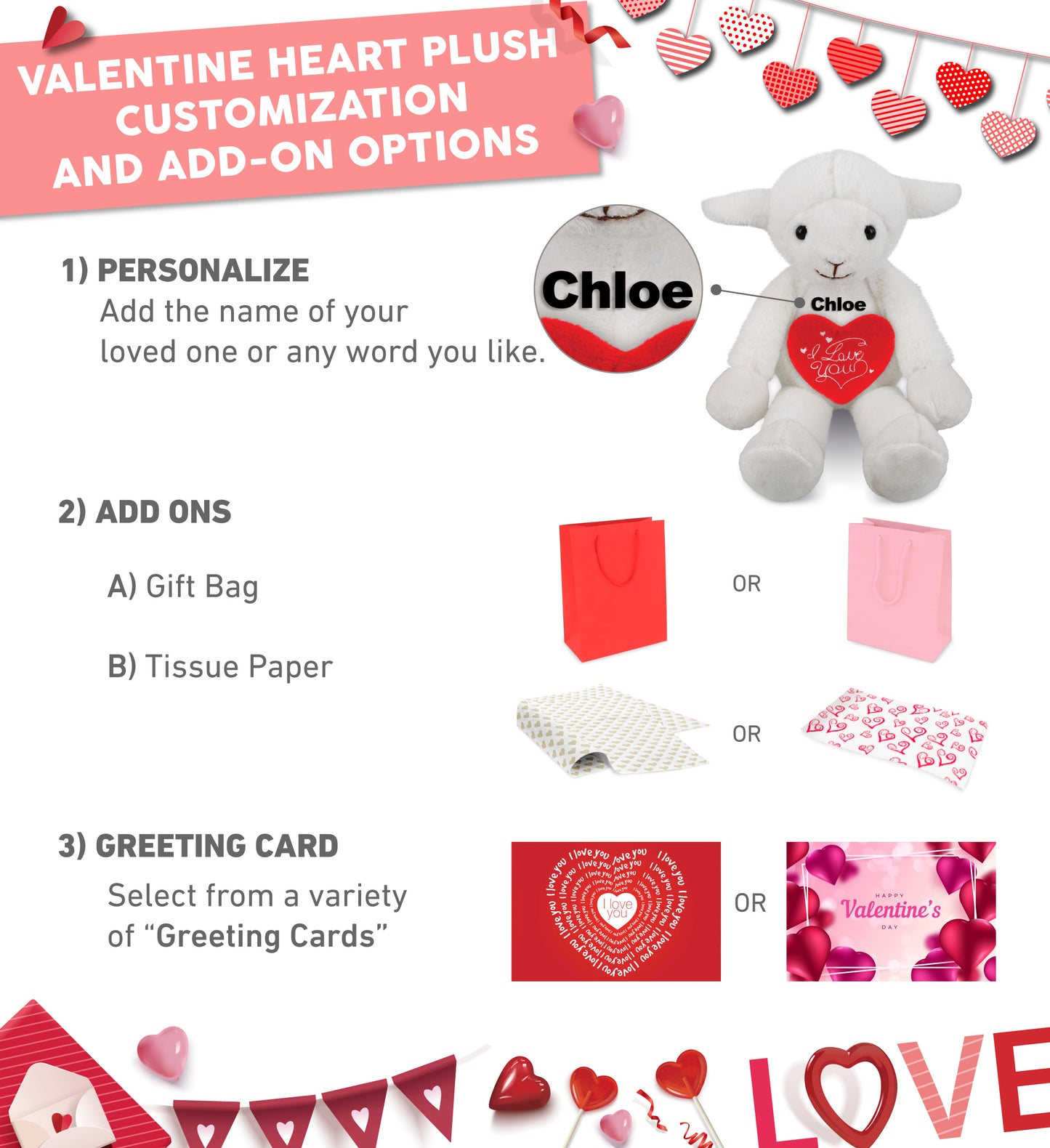 PLUSH I LOVE YOU RED HEART - SUPER-SOFT PLUSH - LONG LEG LAMB 10.5"