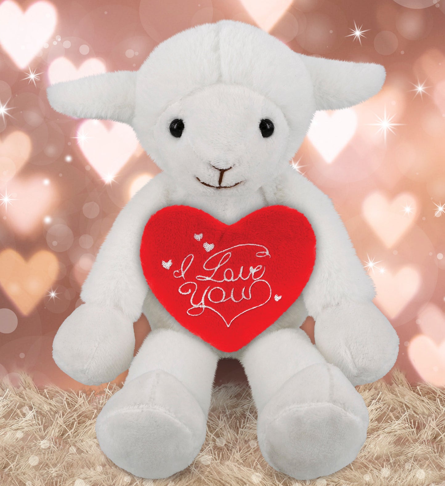 PLUSH I LOVE YOU RED HEART - SUPER-SOFT PLUSH - LONG LEG LAMB 10.5"