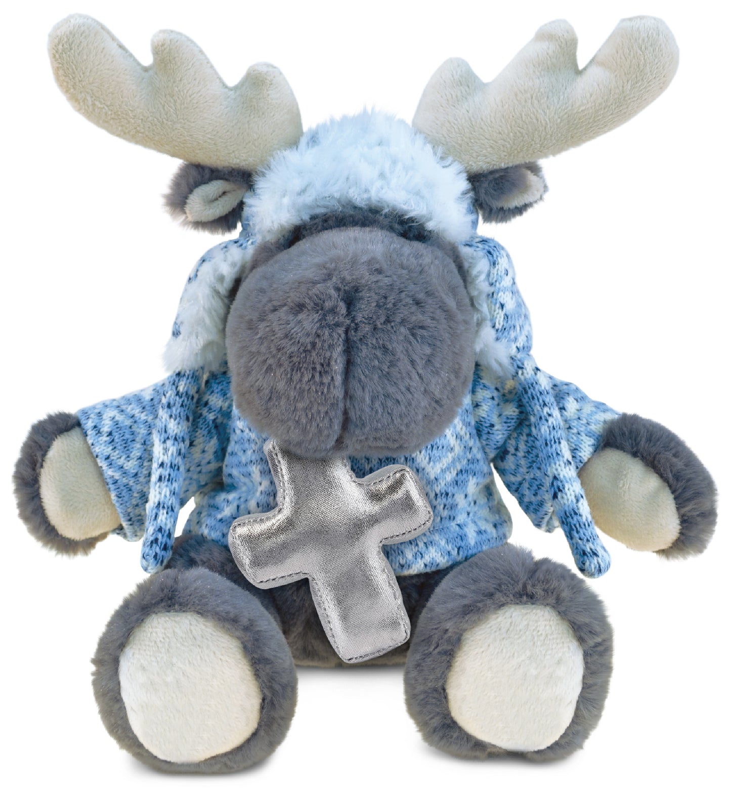 PLUSH CROSS - SUPER SOFT PLUSH WITH CLOTHES  - GREY MOOSE
