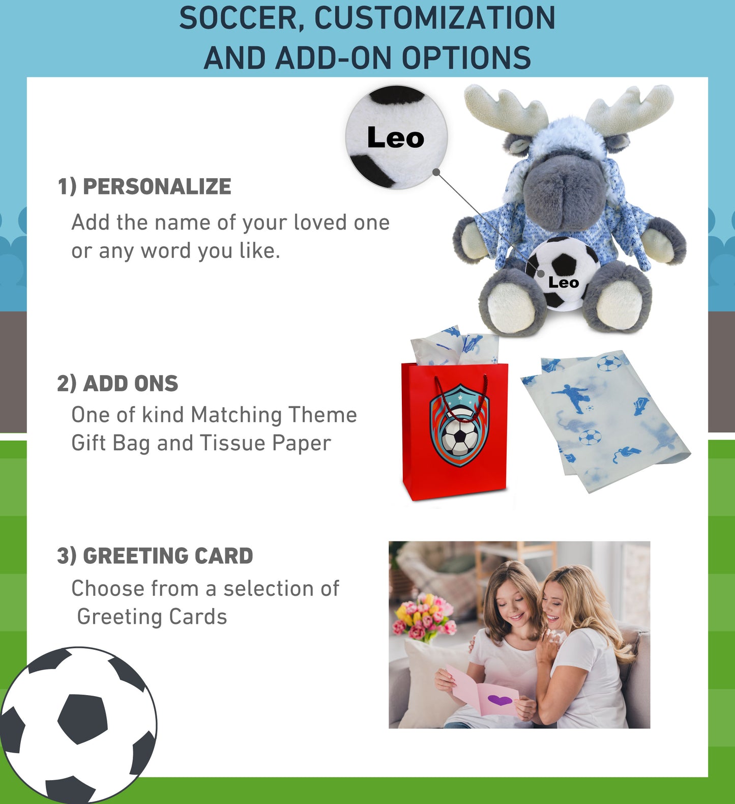 SUPER SOFT PLUSH WITH CLOTHES - GREY MOOSE WITH SOCCER PLUSH
