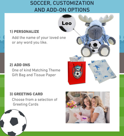 SUPER SOFT PLUSH WITH CLOTHES - GREY MOOSE WITH SOCCER PLUSH