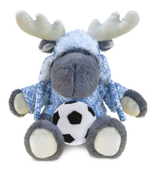 SUPER SOFT PLUSH WITH CLOTHES - GREY MOOSE WITH SOCCER PLUSH