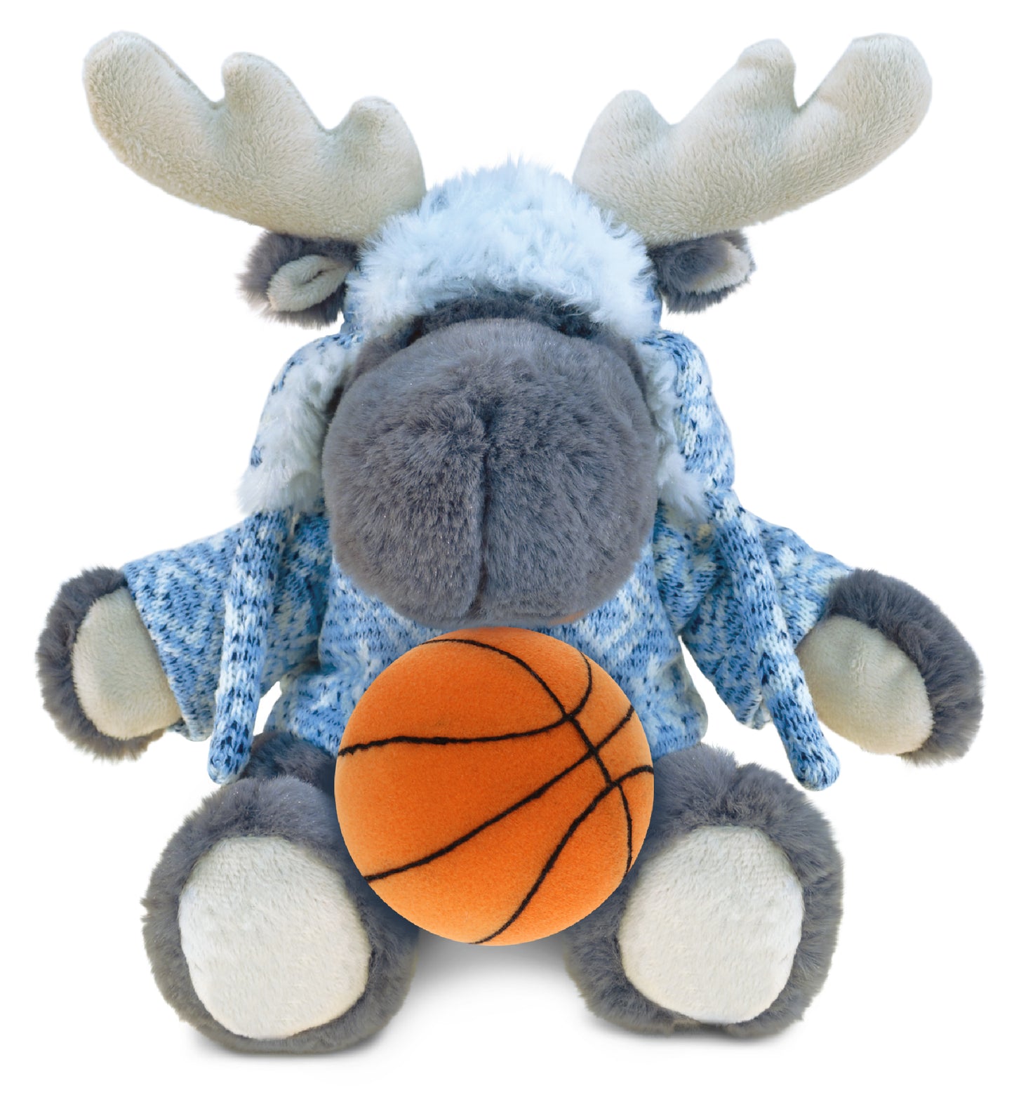 PLUSH BASKETBALL - SUPER SOFT PLUSH WITH CLOTHES  - GREY MOOSE