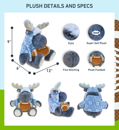 SUPER SOFT PLUSH WITH CLOTHES - GREY MOOSE WITH FOOTBALL PLUSH