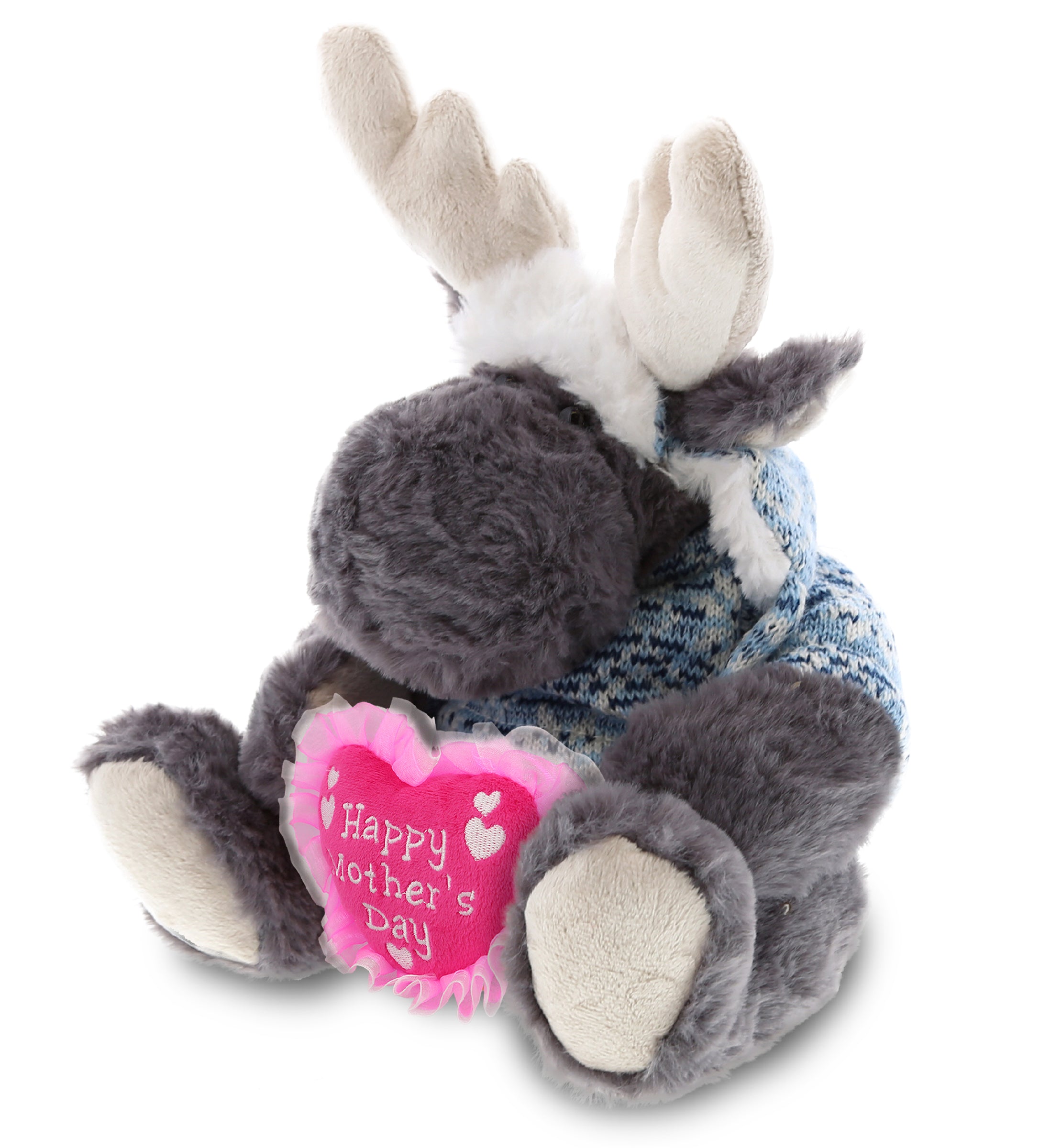 PLUSH MOTHERS DAY HEART - SUPER SOFT PLUSH WITH CLOTHES  - GREY MOOSE