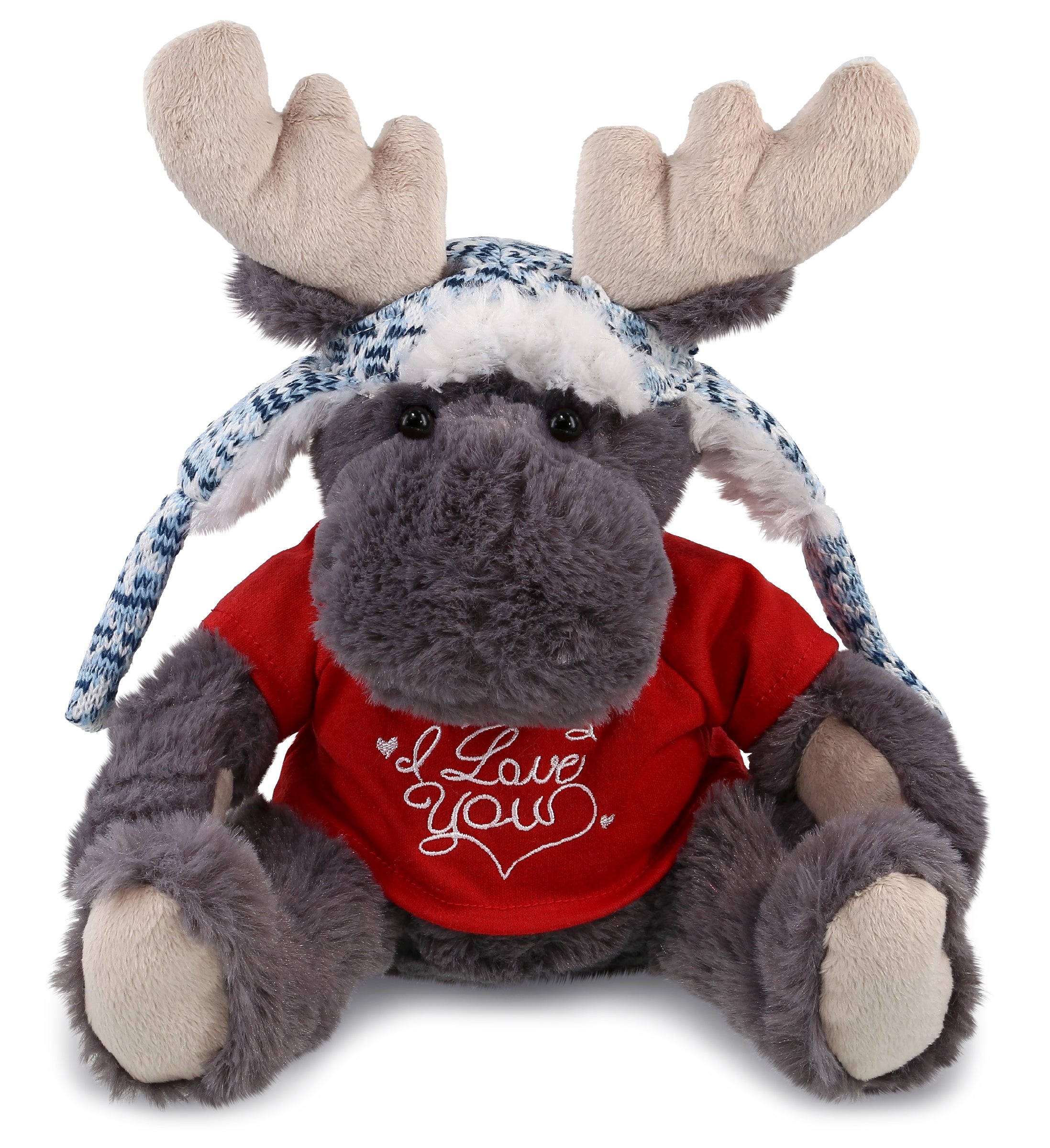 PLUSH I LOVE YOU RED SHIRT- SUPER SOFT PLUSH WITH CLOTHES  - GREY MOOSE