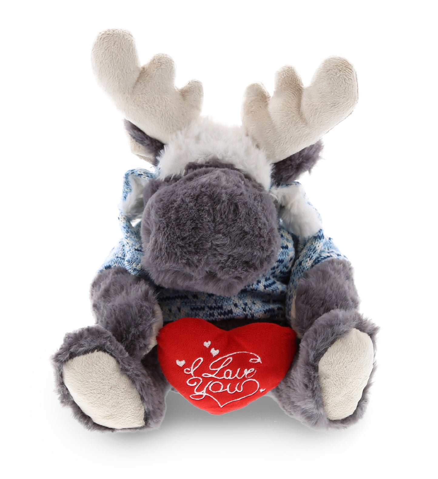 PLUSH I LOVE YOU RED HEART - SUPER SOFT PLUSH WITH CLOTHES  - GREY MOOSE
