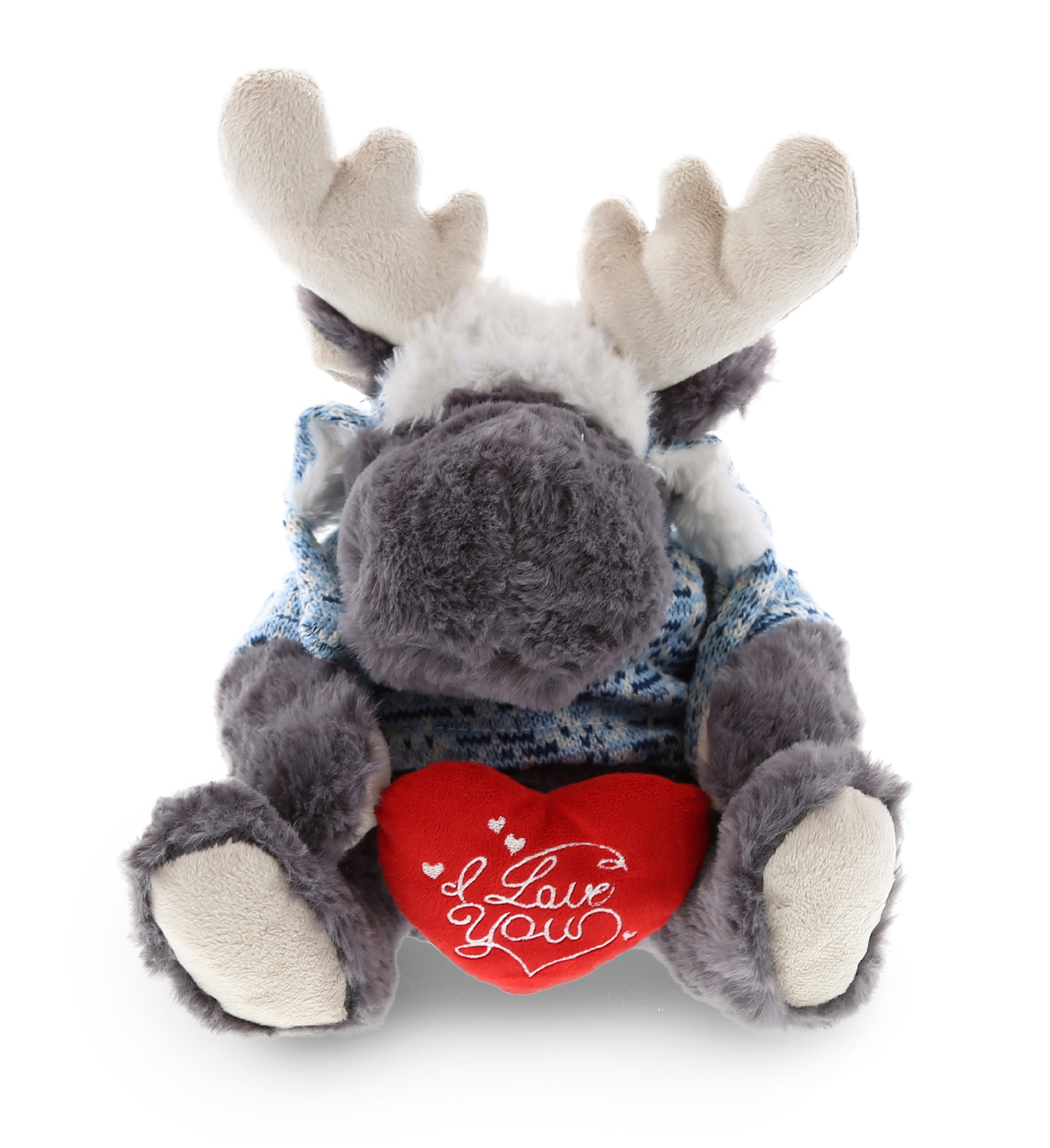 PLUSH I LOVE YOU RED HEART - SUPER SOFT PLUSH WITH CLOTHES  - GREY MOOSE
