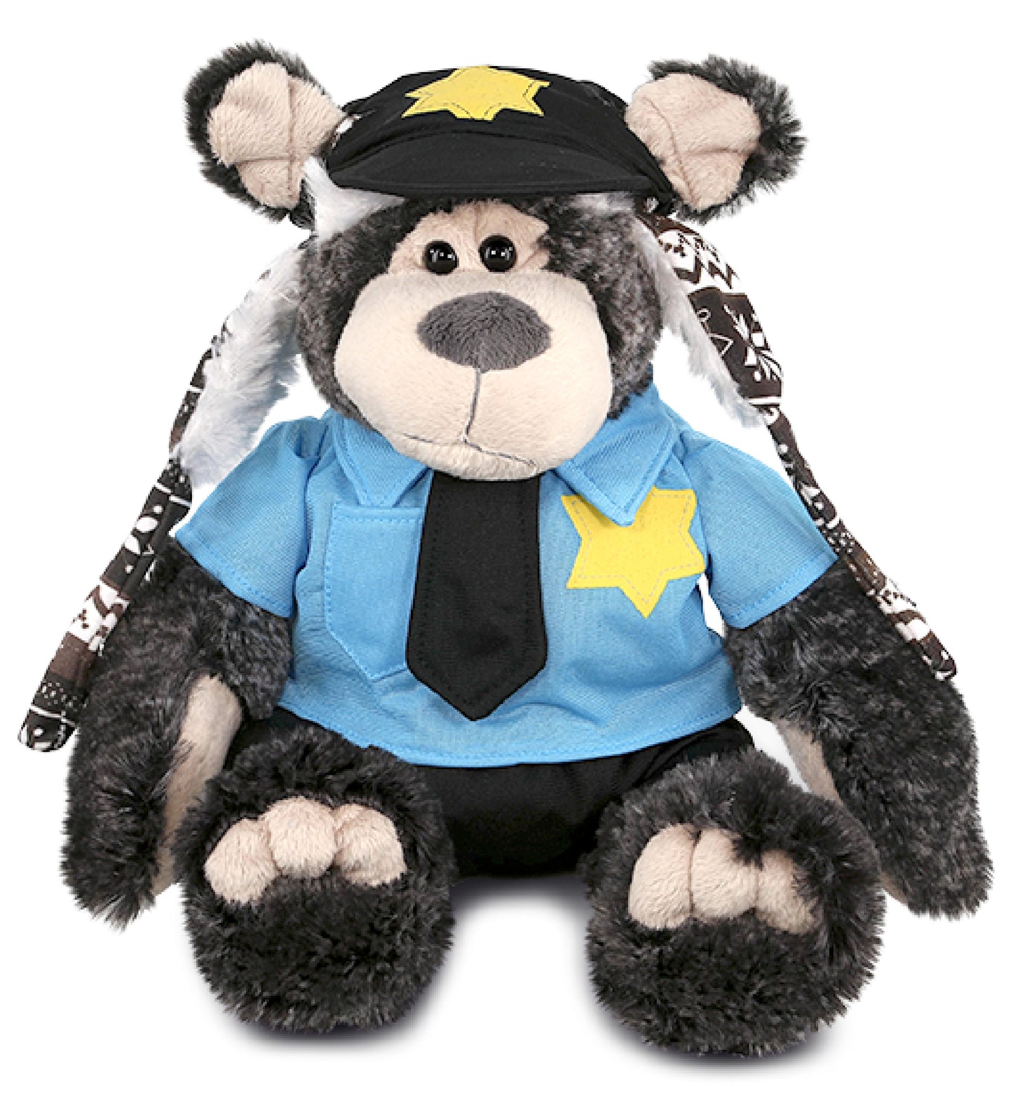 PLUSH POLICE - SUPER SOFT PLUSH WITH CLOTHES  - BLACK BEAR
