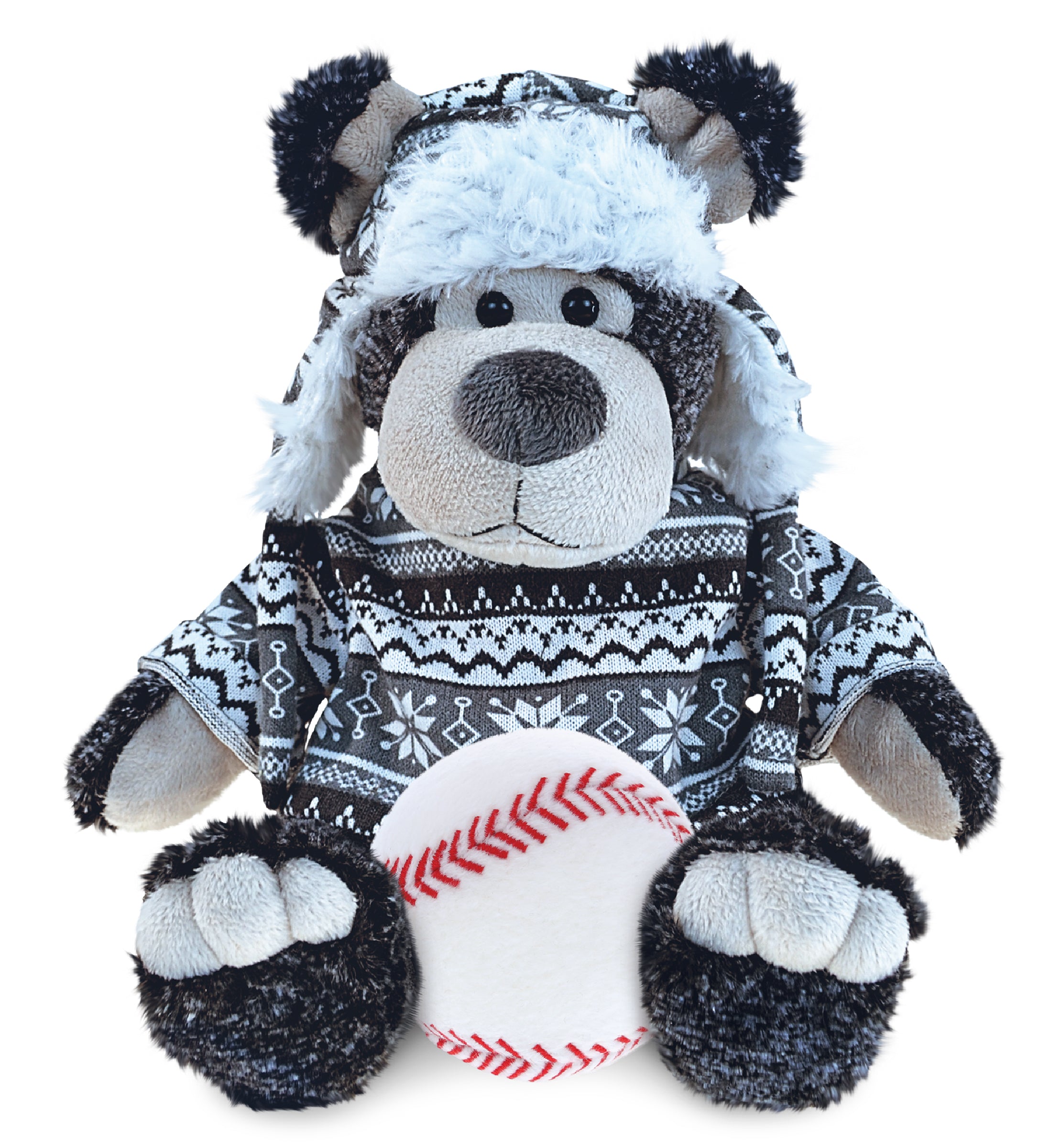 PLUSH BASEBALL - SUPER SOFT PLUSH WITH CLOTHES  - BLACK BEAR