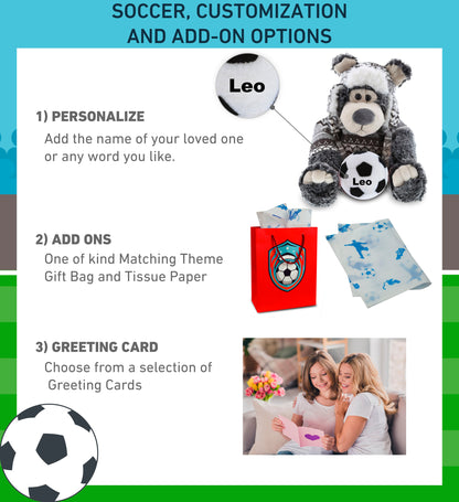 SUPER SOFT PLUSH WITH CLOTHES - BLACK BEAR WITH SOCCER PLUSH