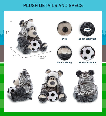 SUPER SOFT PLUSH WITH CLOTHES - BLACK BEAR WITH SOCCER PLUSH