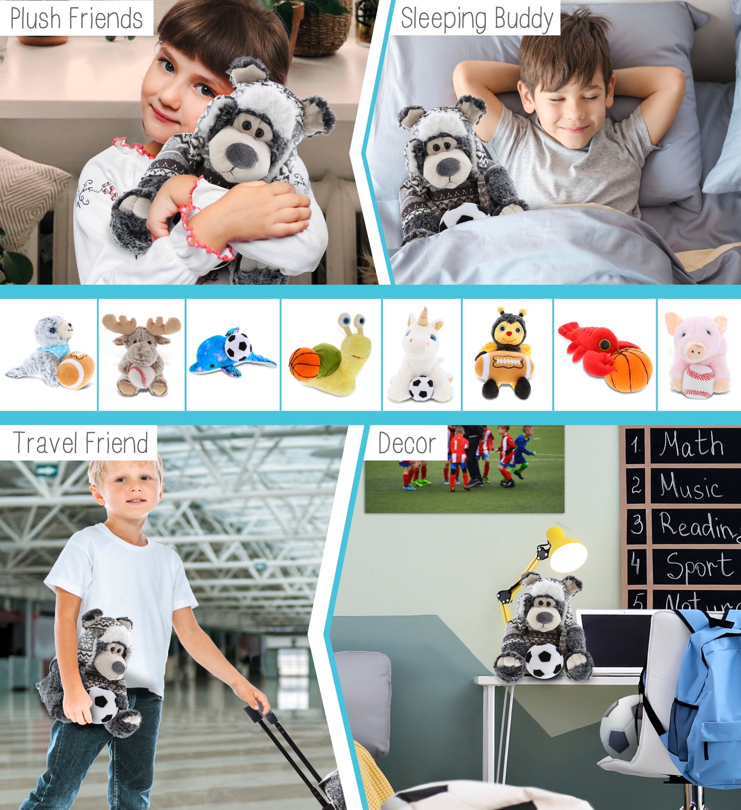 SUPER SOFT PLUSH WITH CLOTHES - BLACK BEAR WITH SOCCER PLUSH