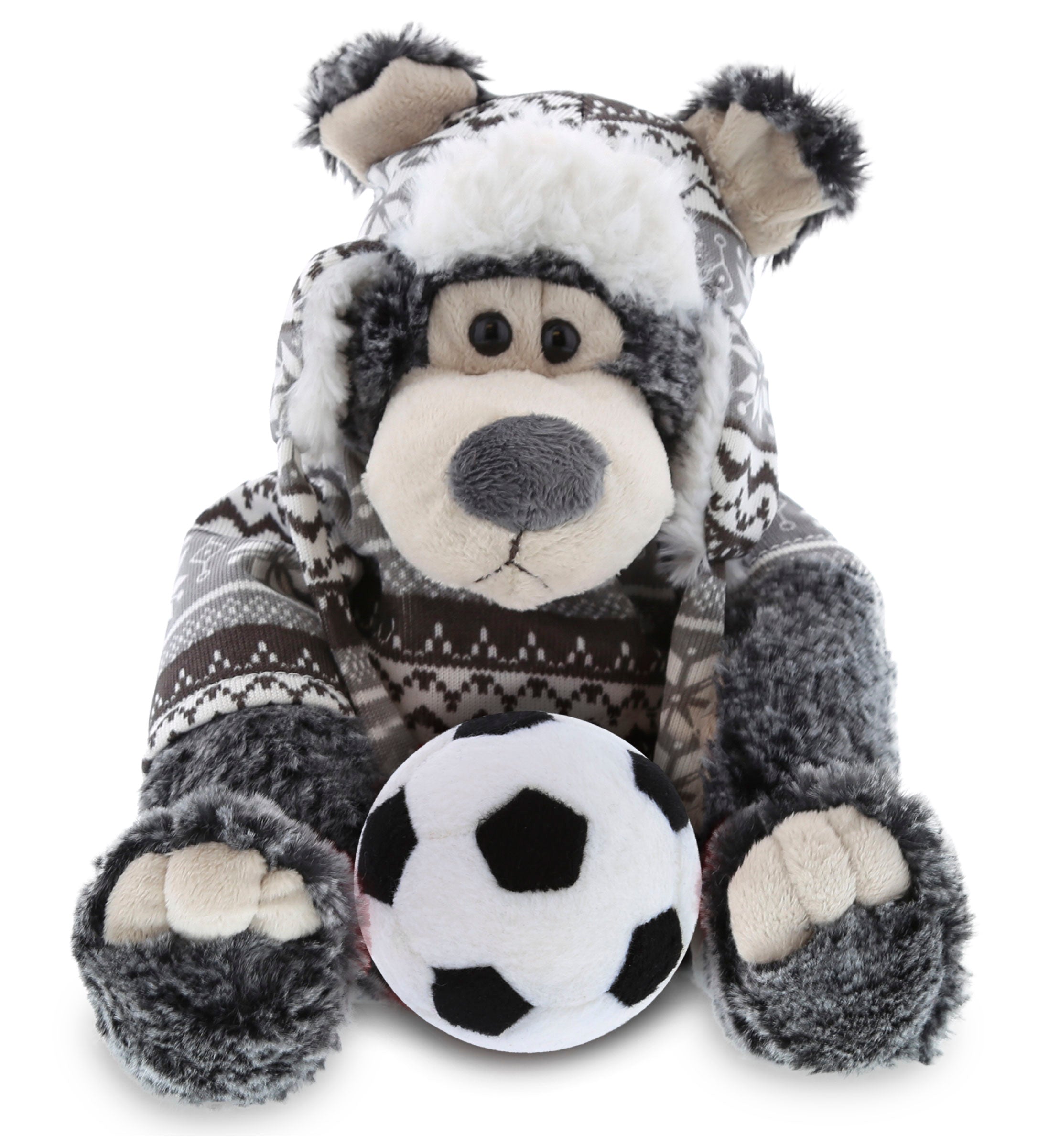 SUPER SOFT PLUSH WITH CLOTHES - BLACK BEAR WITH SOCCER PLUSH
